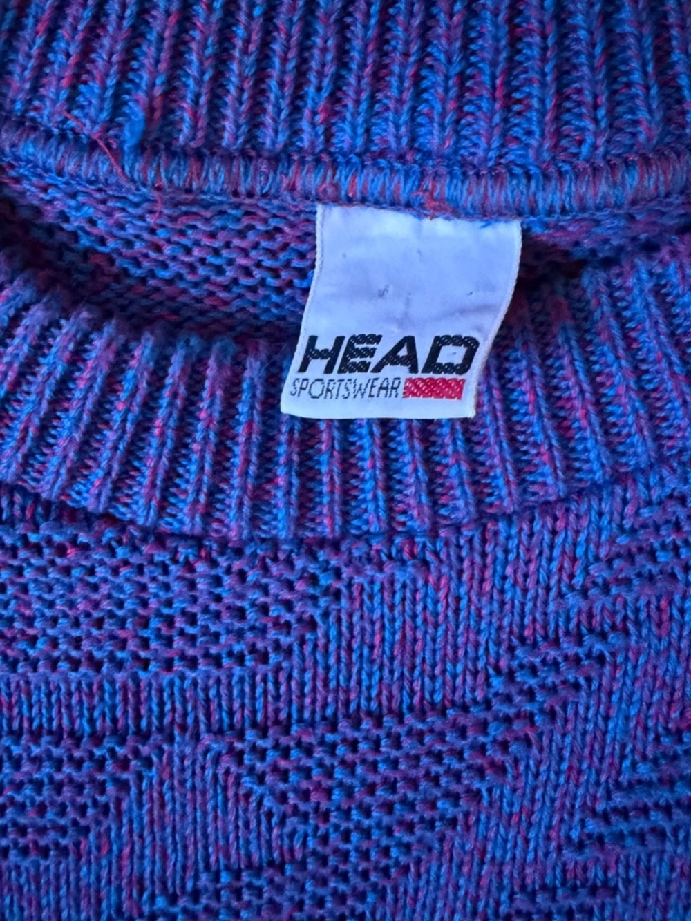 Vintage 1980s Men’s Textured Geometric Head Sportswear Crewneck Sweater